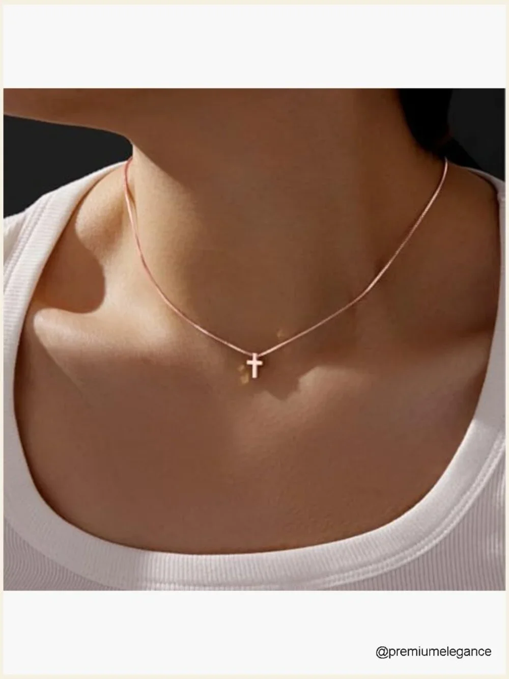 Dainty Cross Pendant Necklace 14K Gold Plated Faith Gift